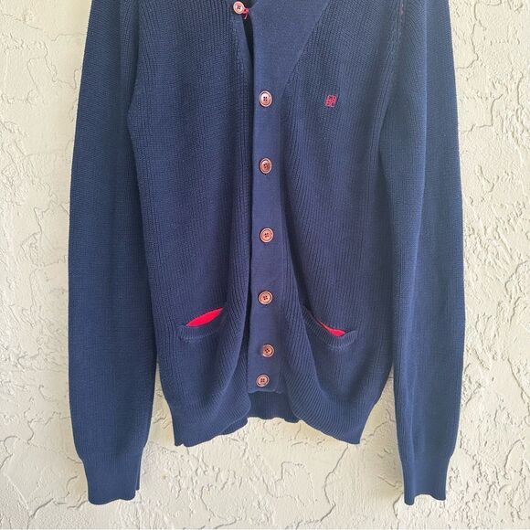 CAROLINA HERRERA Sweater Cardigan Women Medium Logo Button Front Shawl Collar - Picture 3 of 7